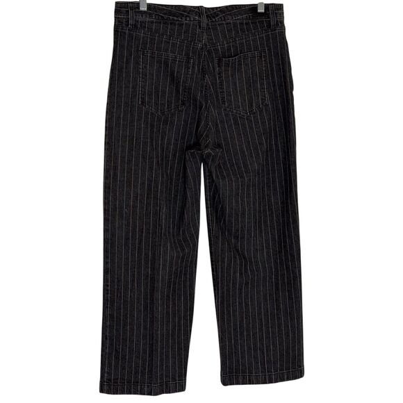 Lauren Ralph Lauren Pin Stripe Wide Leg Jeans Denim Pants Gray White 10 bv - Picture 4 of 7